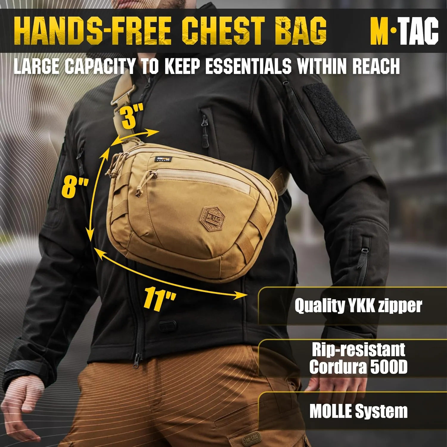 M-Tac Elite Sphaera Large Bag Gen 2 -Tactical Shoulder Bag - Conceal Carry Chest Sling Pack CCW Bag