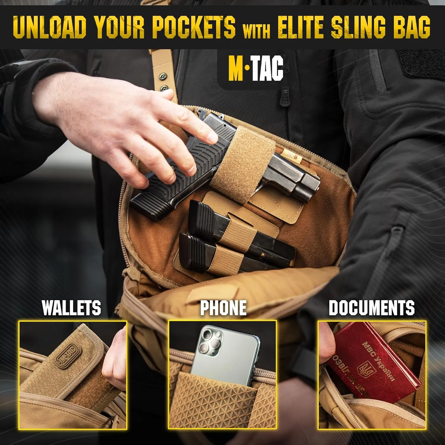 M-Tac Elite Sphaera Large Bag Gen 2 -Tactical Shoulder Bag - Conceal Carry Chest Sling Pack CCW Bag