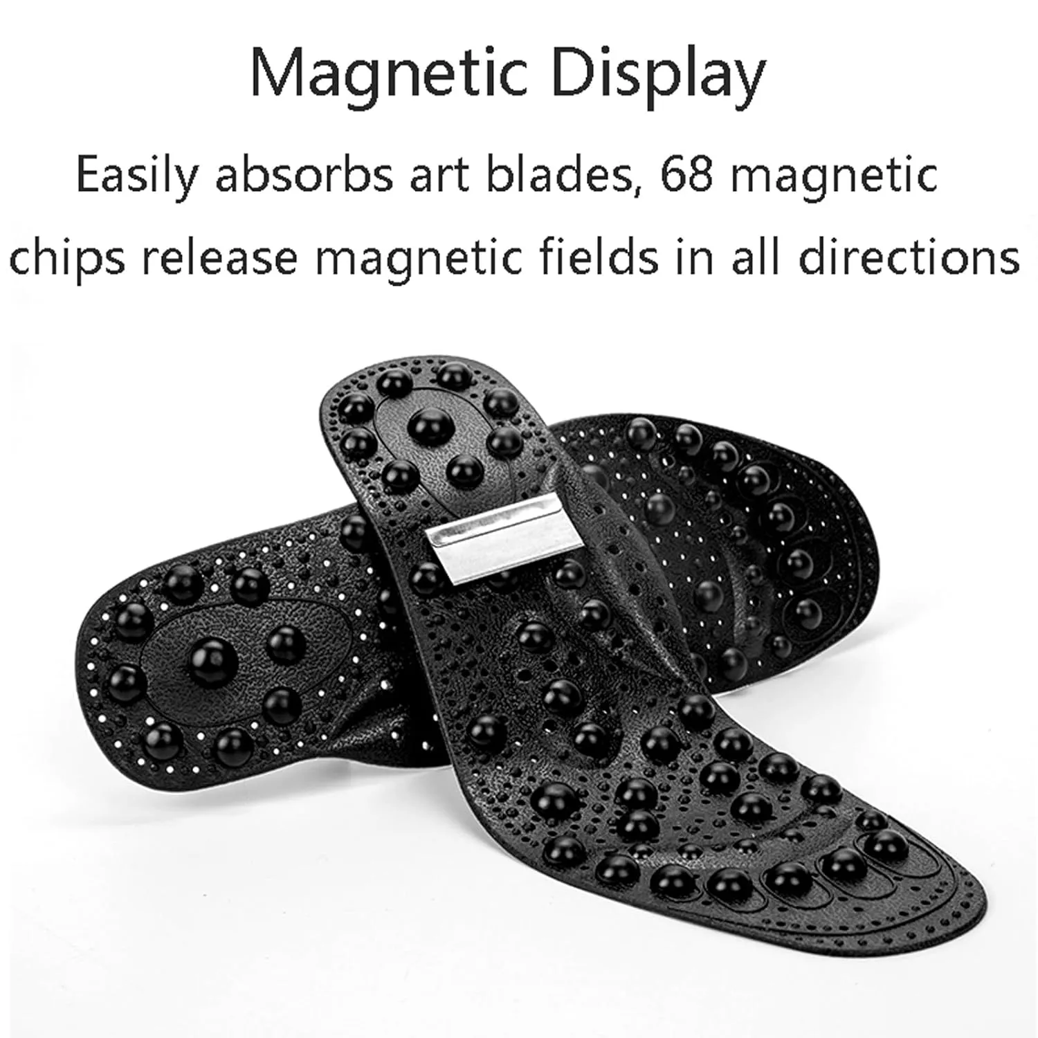 Magnetic Therapy Insoles, PVC Material, Unisex-Adults, Blue, L (40-45), Foot Massage Insoles, Health Care, Arch Support, Blood Circulation, Foot Pain Relief