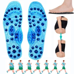 Magnetic Therapy Insoles, PVC Material, Unisex-Adults, Blue, L (40-45), Foot Massage Insoles, Health Care, Arch Support, Blood Circulation, Foot Pain Relief