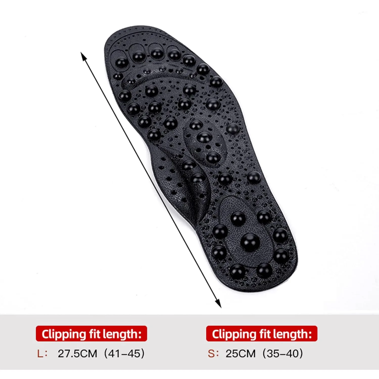 Magnetic Therapy Insoles, PVC Material, Unisex-Adults, Blue, L (40-45), Foot Massage Insoles, Health Care, Arch Support, Blood Circulation, Foot Pain Relief