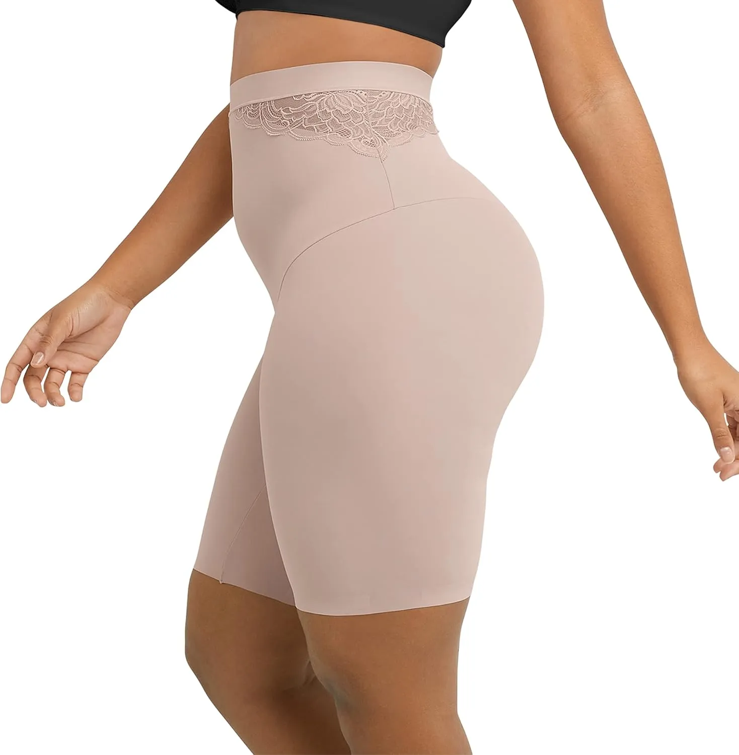 Maidenform Women's Shapewear High-Waist Thigh Slimmer, Tummy Control Thigh Slimmer, Lace-Trimmed Shapewear Shorts