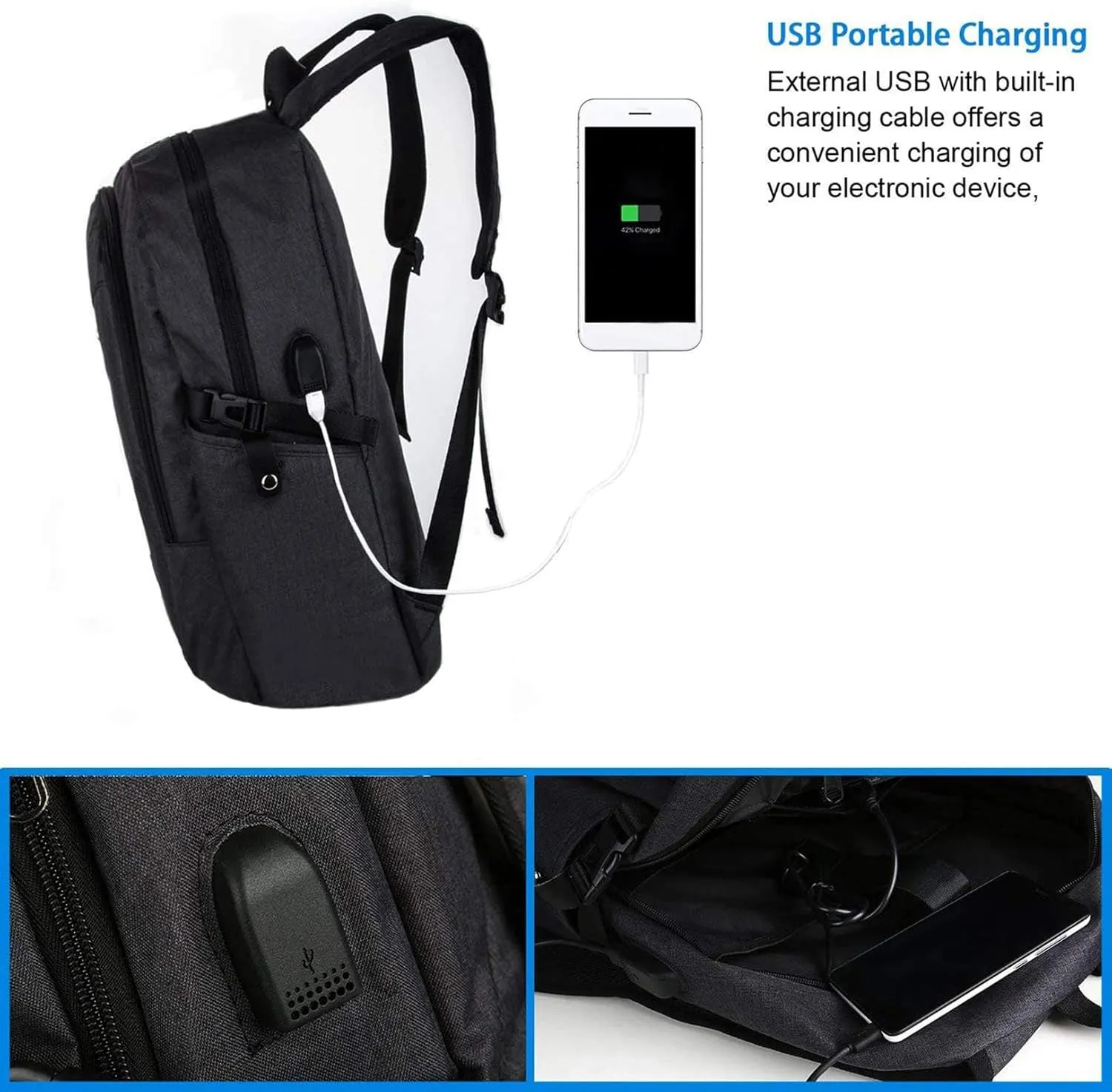 Mancro Laptop Backpack for Travel 17.3 in Anti-Theft Business Backpack Large Travel Computer Bag Daypack Work College Bookbag for Men Women, Black