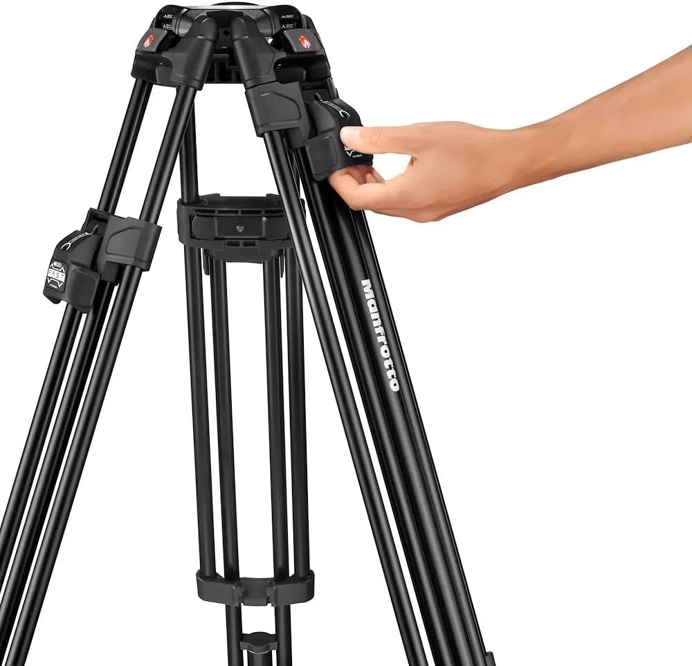 Manfrotto 504X Fluid Video Head with Aluminium 645 Fast Twin Video Tripod, Kit with Fast Tripod and Head, for DSLR, Digital Camera, Camcorder, Videographer, Payload 26.4 lbs