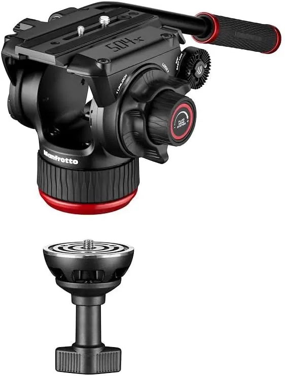 Manfrotto 504X Fluid Video Head with Aluminium 645 Fast Twin Video Tripod, Kit with Fast Tripod and Head, for DSLR, Digital Camera, Camcorder, Videographer, Payload 26.4 lbs