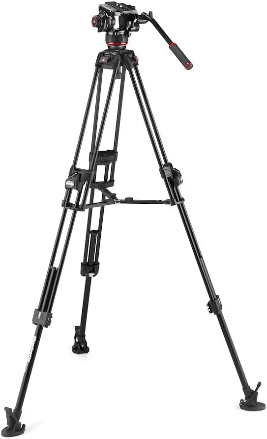Manfrotto 504X Fluid Video Head with Aluminium 645 Fast Twin Video Tripod, Kit with Fast Tripod and Head, for DSLR, Digital Camera, Camcorder, Videographer, Payload 26.4 lbs