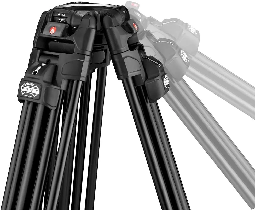 Manfrotto 504X Fluid Video Head with Aluminium 645 Fast Twin Video Tripod, Kit with Fast Tripod and Head, for DSLR, Digital Camera, Camcorder, Videographer, Payload 26.4 lbs
