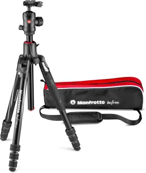 Manfrotto Befree GT XPRO Aluminium Camera Tripod, 496 Centre Ball Head, Twist Lock System, 90 Degree Column, 200PL-PRO Plate, for DSLRs, CSC, Mirrorless, Macro Photography, MKBFRA4GTXP-BH