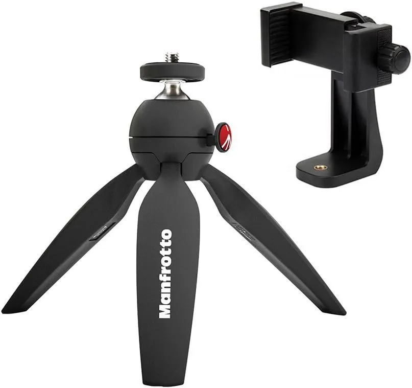 Manfrotto MTPIXI-B PIXI Mini Tripod, Black, Bundled with A ZAYKiR Universal Smartphone Tripod Adapter