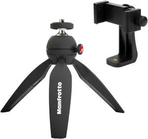 Manfrotto MTPIXI-B PIXI Mini Tripod, Black, Bundled with A ZAYKiR Universal Smartphone Tripod Adapter