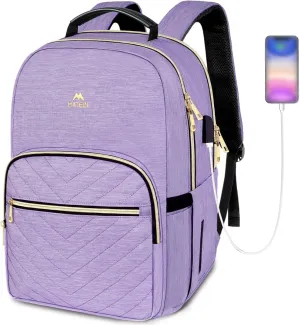 MATEIN 17 Inch Laptop Backpack, Womens Travel Laptop Backpack, Large Water Resistant College Teacher Nurse Work Bag Lightweight Daypack Computer Bagpack with USB Charging Port, Purple