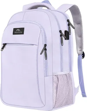 MATEIN Laptop Backpack for Girls, 15.6 Inch College School Backpack for Women with USB Charging Port, Water Resistant Durble Slim Students Bookbag Casual Daypack Travel Computer Nurse Work Bag Gift