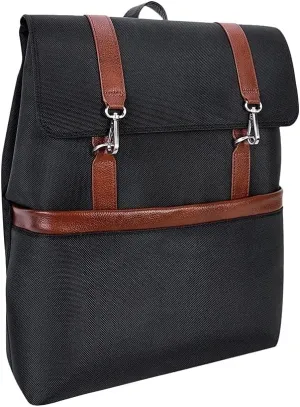 McKlein 17" Nylon, Two-Tone, Flap-Over, Laptop & Tablet Backpack- ELEMENT- Black