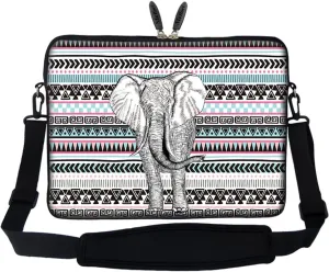 Meffort Inc 17 17.3 inch Neoprene Laptop Sleeve Bag Carrying Case with Hidden Handle and Adjustable Shoulder Strap - Elephant Wave Pattern