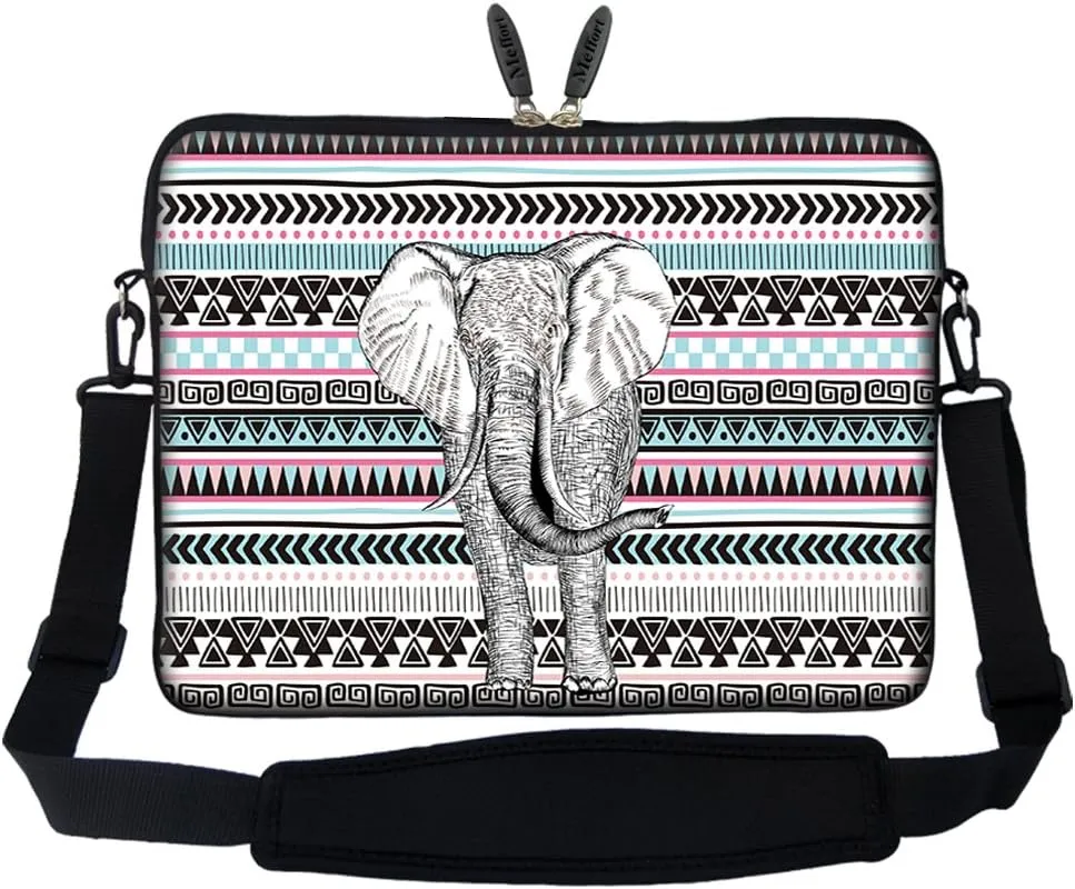 Meffort Inc 17 17.3 inch Neoprene Laptop Sleeve Bag Carrying Case with Hidden Handle and Adjustable Shoulder Strap - Elephant Wave Pattern