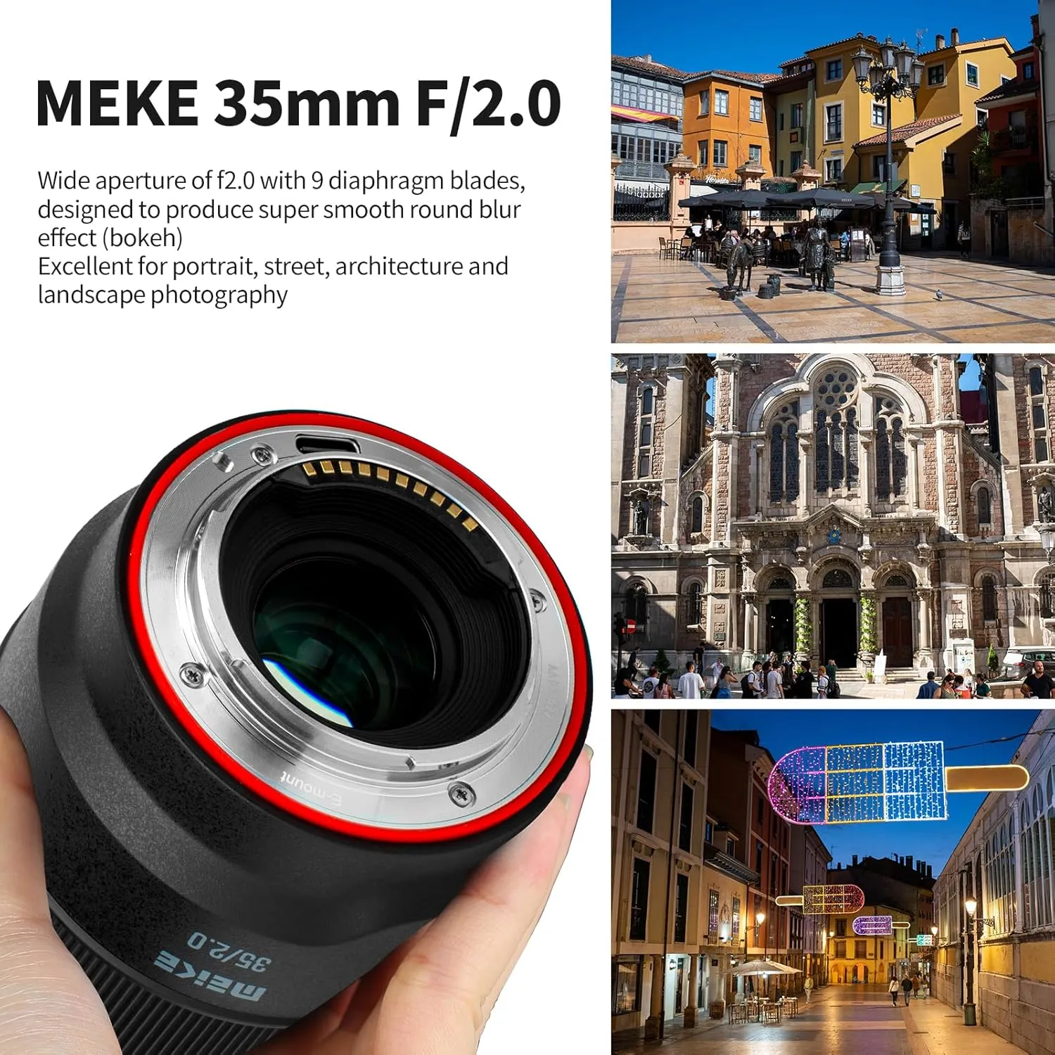 Meike 35mm F2.0 Full Frame AF STM(Stepping Motor) Lens Wide Angle Auto Focus Fixed Prime Portrait Lenses for Sony E Mount Mirrorless Cameras A9 A9II A7III A7II A7RII A7 A7R3 A7R4 A7IV A7C A7CII A7SIII