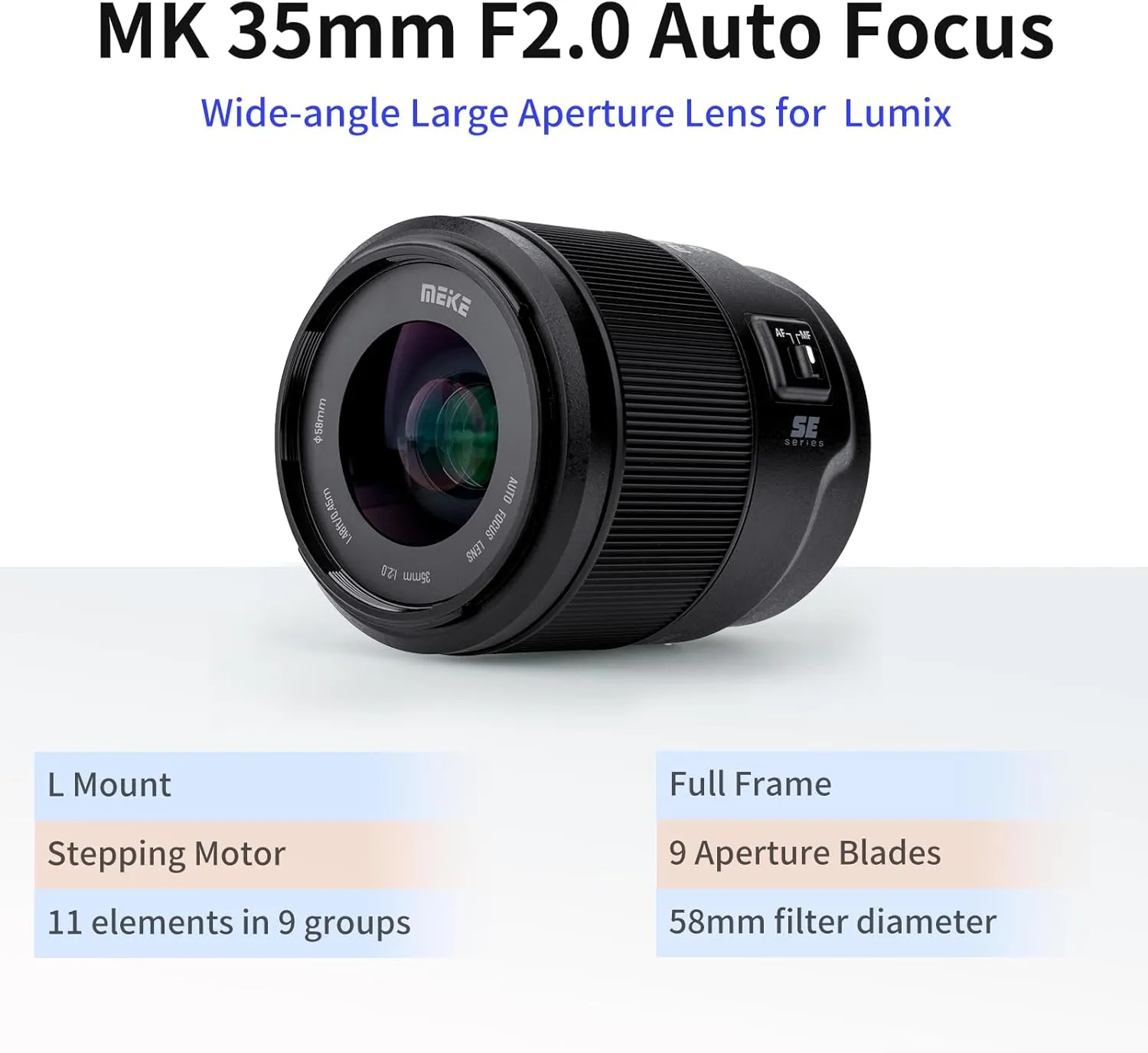 Meike 35mm F2.0 Full Frame Wide Angle AF STM(Stepping Motor) Lens Auto Focus Fixed Prime Portrait Lenses for Panasonic Lumix Sigma Leica L-Mount Mirrorless Camera S1 S1R S1H S5 FP