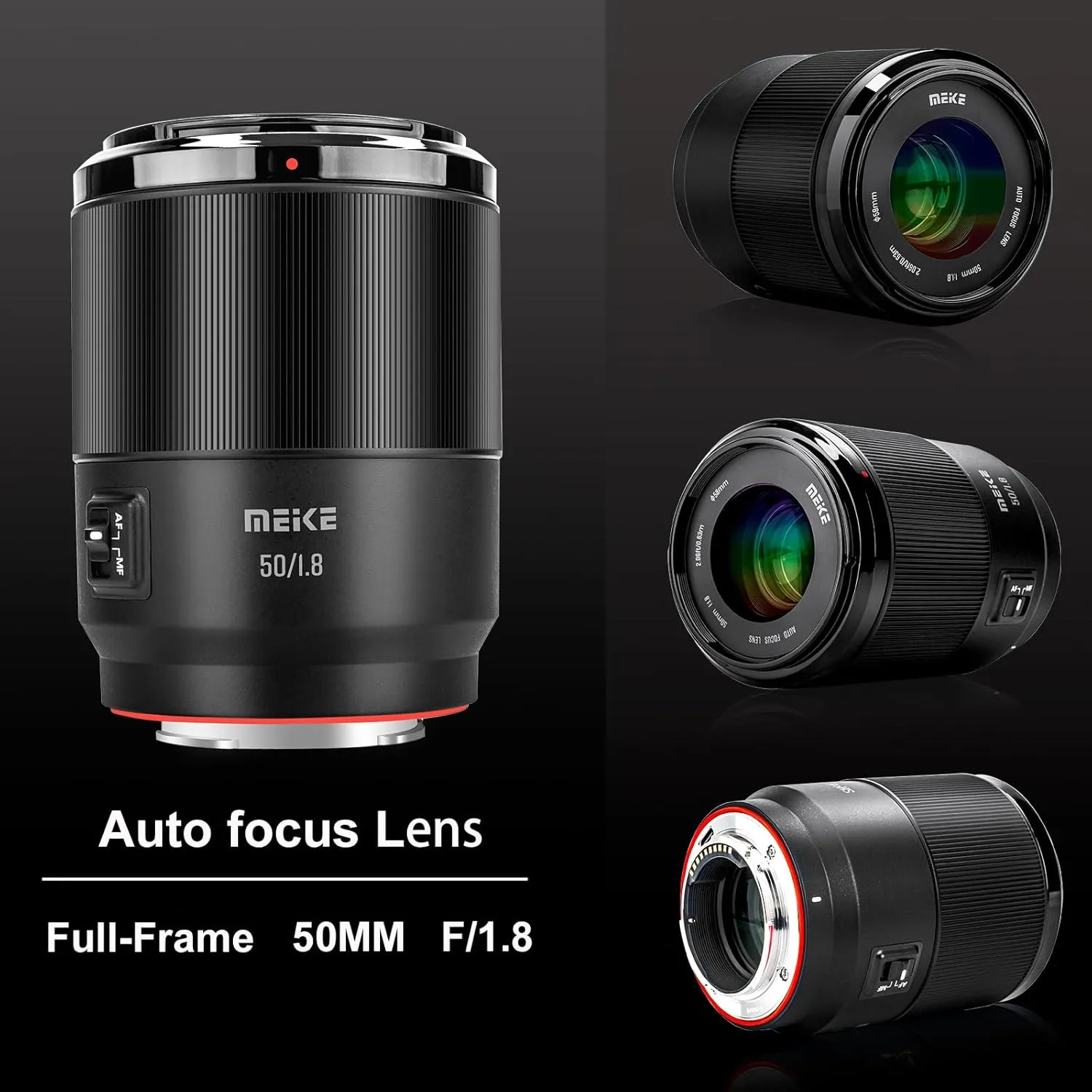 Meike 50mm F1.8 Full Frame AF STM(Stepping Motor) Lens Standard Aperture Auto Focus Fixed Prime Portrait Lenses for Sony E Mount Mirrorless Cameras A9 A7III A7II A7 A7R3 A7R4 A7IV A7C A7CII A6500
