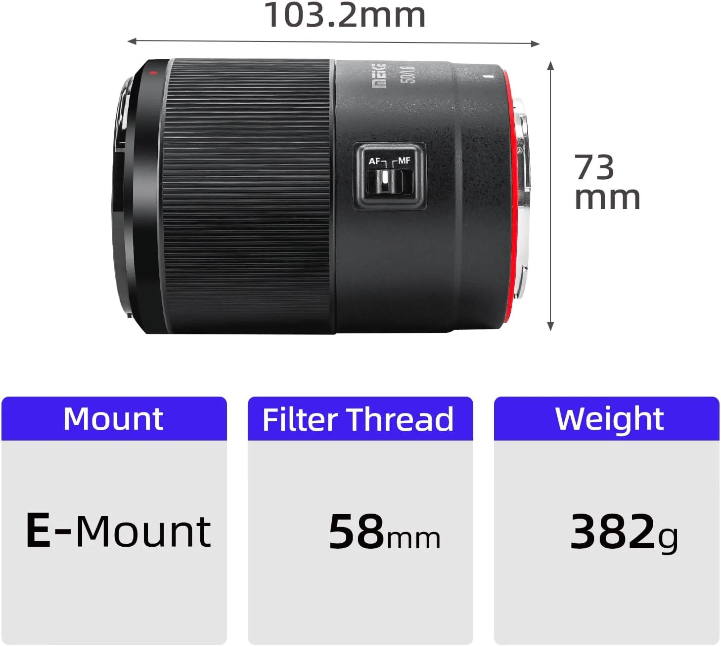 Meike 50mm F1.8 Full Frame STM Auto Focus Prime Lens for Sony E Mount Mirrorless Cameras: A9,A7IV A7III, A7II, A7R3, A7R4,A7C,A7CII A6400,A6700,etc