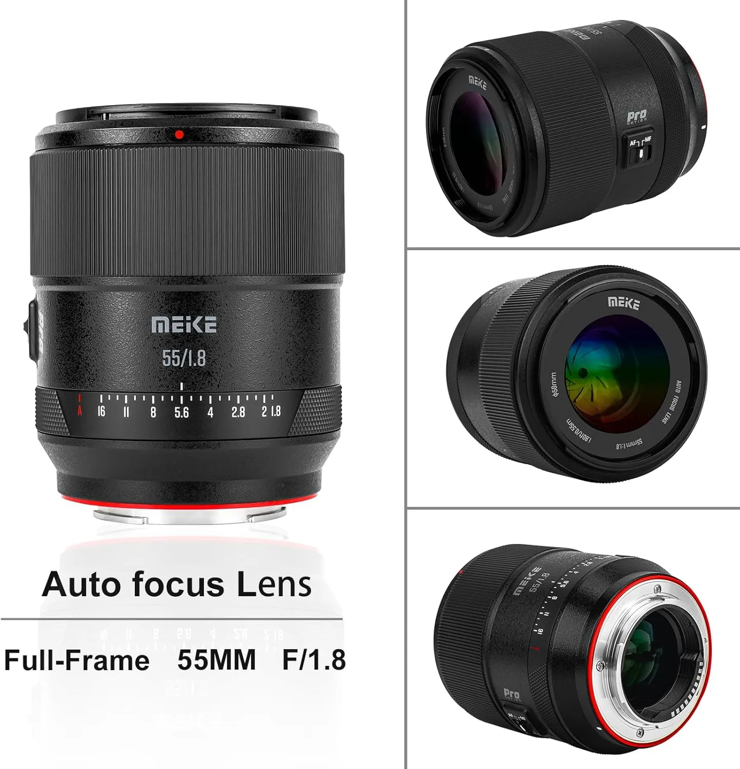 Meike 55mm F1.8 Pro Full Frame AF STM Lens High Resolution 8K Auto Focus Fixed Prime Portrait Lenses for Sony E Mount FE Mount Mirrorless Cameras A9 A9II A7II A7RII A7 A7R3 A7R4 A7IV A7C A7SIII