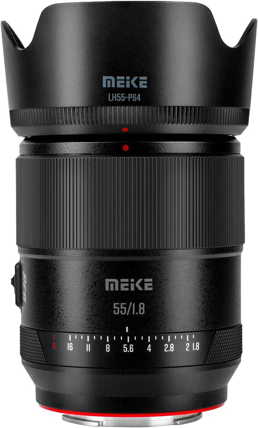 Meike 55mm F1.8 Pro Full Frame AF STM Lens High Resolution 8K Auto Focus Fixed Prime Portrait Lenses for Sony E Mount FE Mount Mirrorless Cameras A9 A9II A7II A7RII A7 A7R3 A7R4 A7IV A7C A7SIII