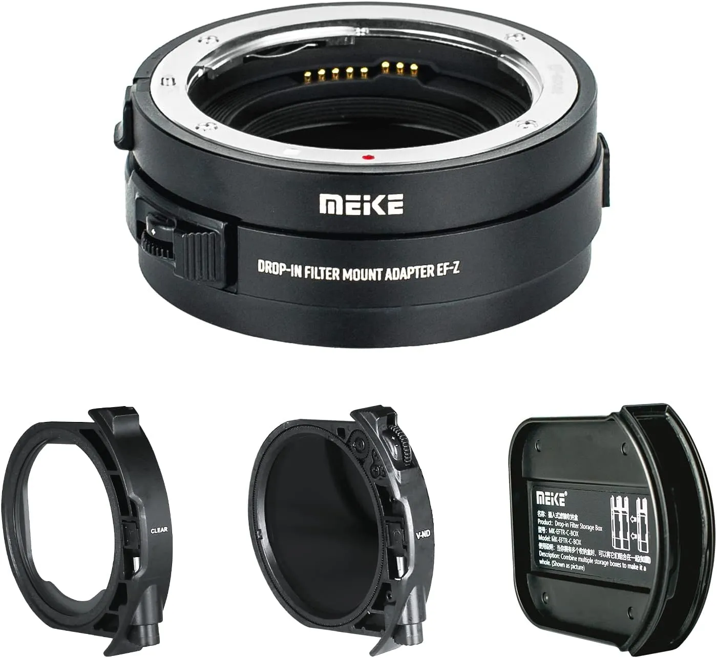 Meike MK-EFTZ-C VND Drop-in Filter Auto-Focus Mount Lens Adapter for Canon EF/EF-S Lenses to Nikon Z Series Cameras with Variable ND Filter and UV Filter Z5 Z6 Z7 Z50 Z6II Z7II Z8