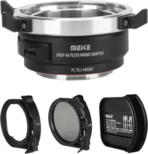 Meike MK-PLTL-C VND Manual Focus Lens Adapter with Drop-in Variable ND and Clear UV Filters Converter for ARRI PL Series Cine Lenses to for Sigma Leica Mirrorless Cameras S1, S1R, S1H, S5, FP