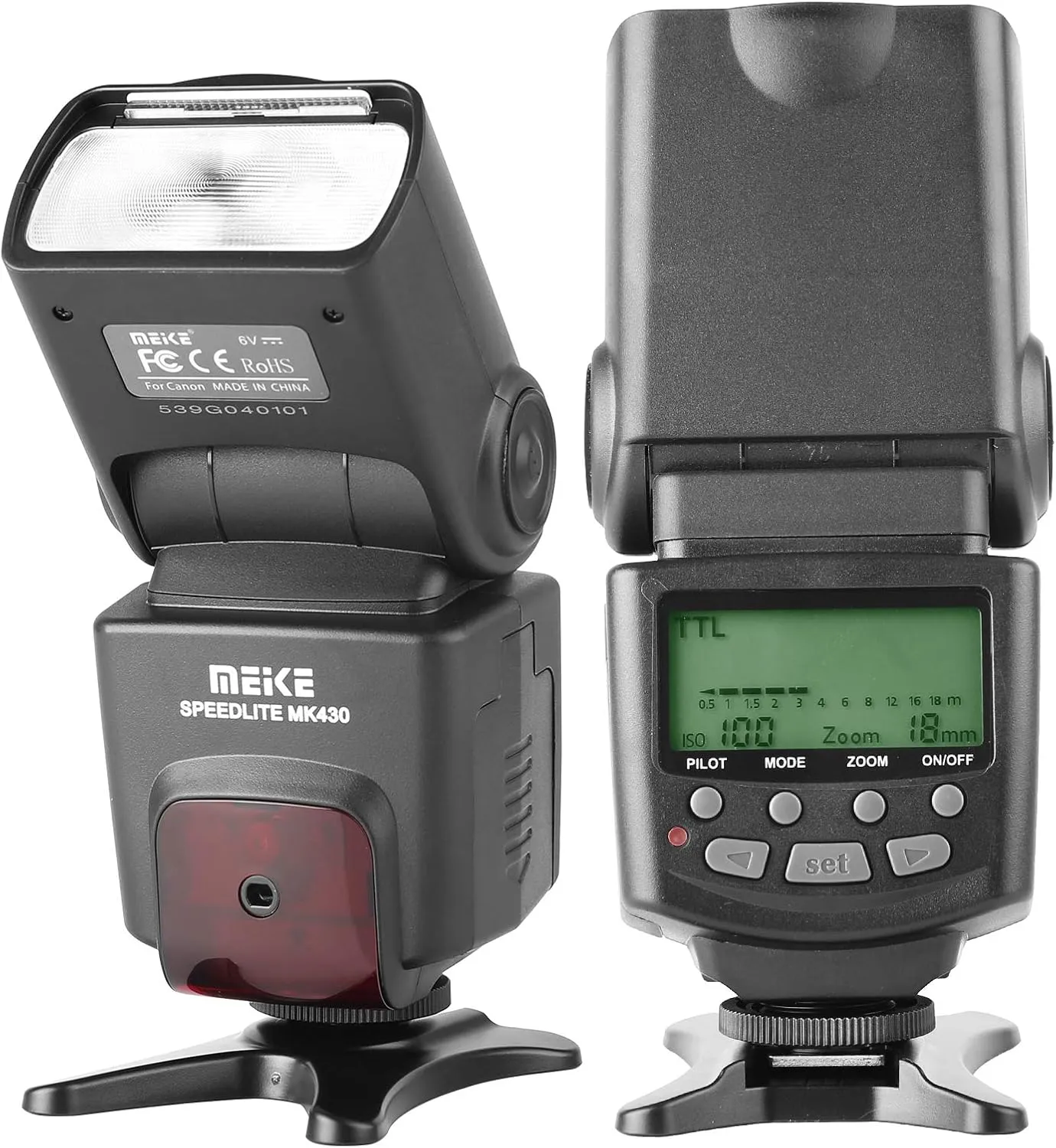 Meike MK430 TTL LCD Flash Speedlite Compatible with Canon DSLR Camera EOS 70D 77D 80D Rebel T7i T6i T6s T6 T5i T5 T4i T3i SL2 and with Standard Hot Shoe Stand
