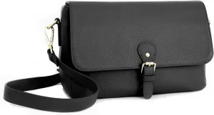 Meliae Camera Bag for Women, DSLR Mirrorless Camera Purse, Leather Shoulder Crossbody Messenger Travel Bag for Photographers (Black)