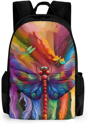 Men Women Lightweight A Vibrant Dragonfly Colorful World Art Backpack Large Capacity Bookbag With Smooth Zippers for Gym Business Running