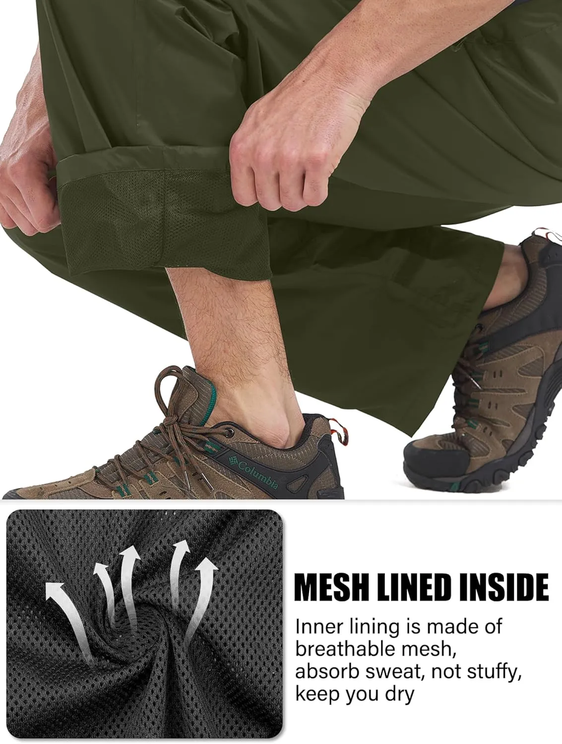 Men's Rain Pants,Waterproof Wind Pants Mens, Hiking Lightweight Outdoor Golf Fishing Cycling Motorcycle