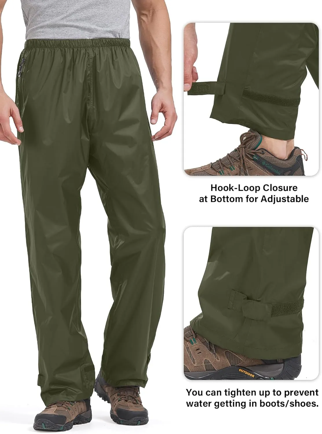 Men's Rain Pants,Waterproof Wind Pants Mens, Hiking Lightweight Outdoor Golf Fishing Cycling Motorcycle