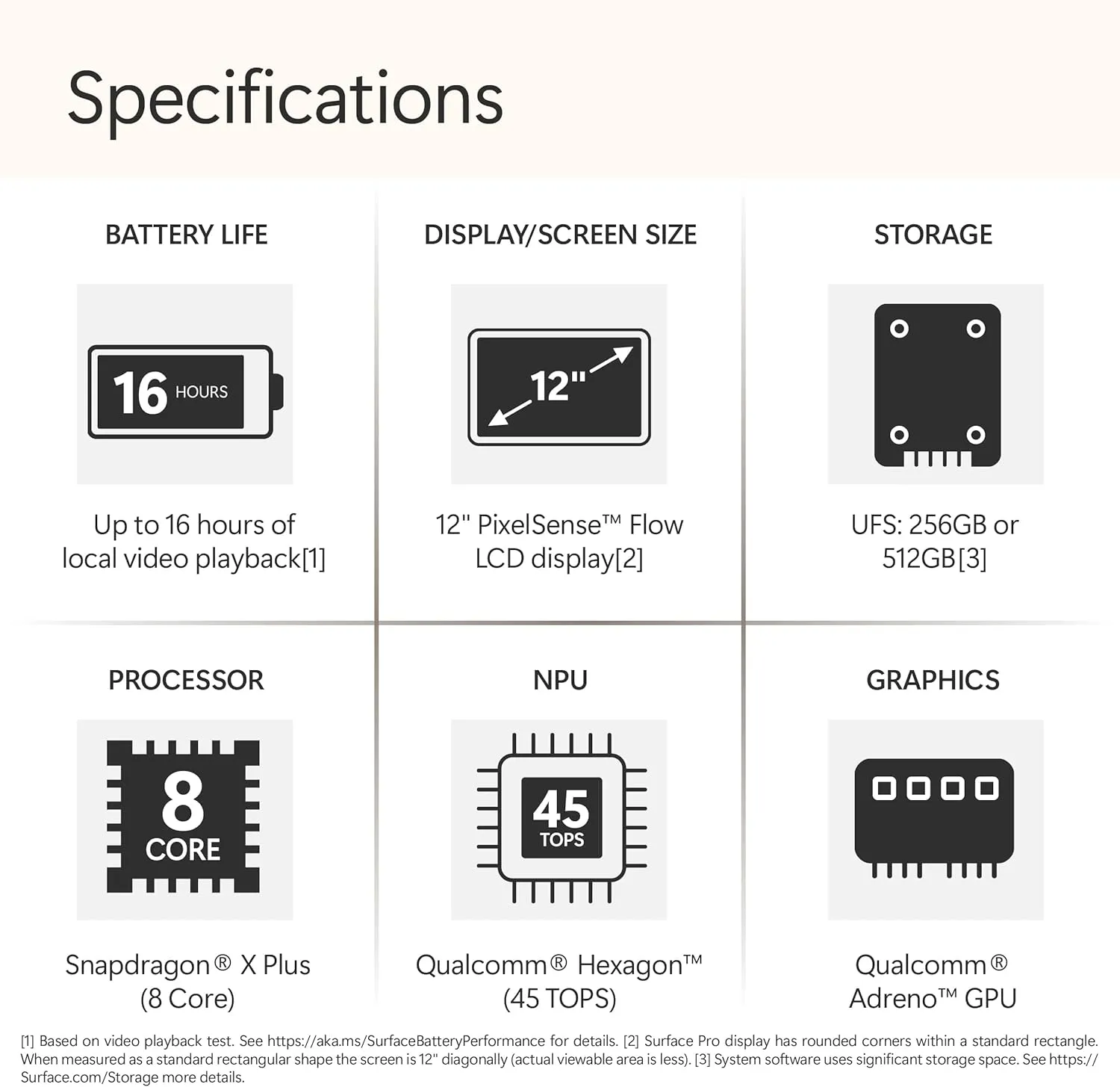 Microsoft Surface Pro 2-in-1 Laptop/Tablet (2025), Windows 11 Copilot  PC, 12" Touchscreen Display, Snapdragon X Plus (8 Core), 16GB RAM, 256GB Storage, Platinum