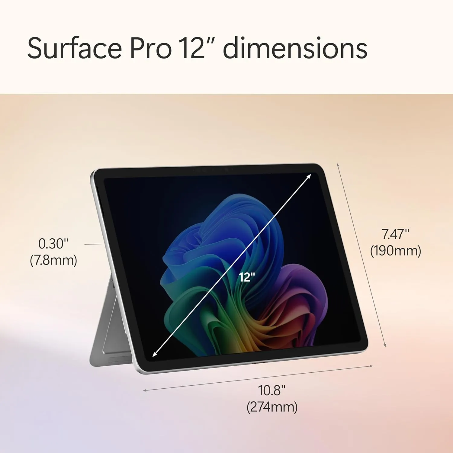 Microsoft Surface Pro 2-in-1 Laptop/Tablet (2025), Windows 11 Copilot  PC, 12" Touchscreen Display, Snapdragon X Plus (8 Core), 16GB RAM, 256GB Storage, Platinum