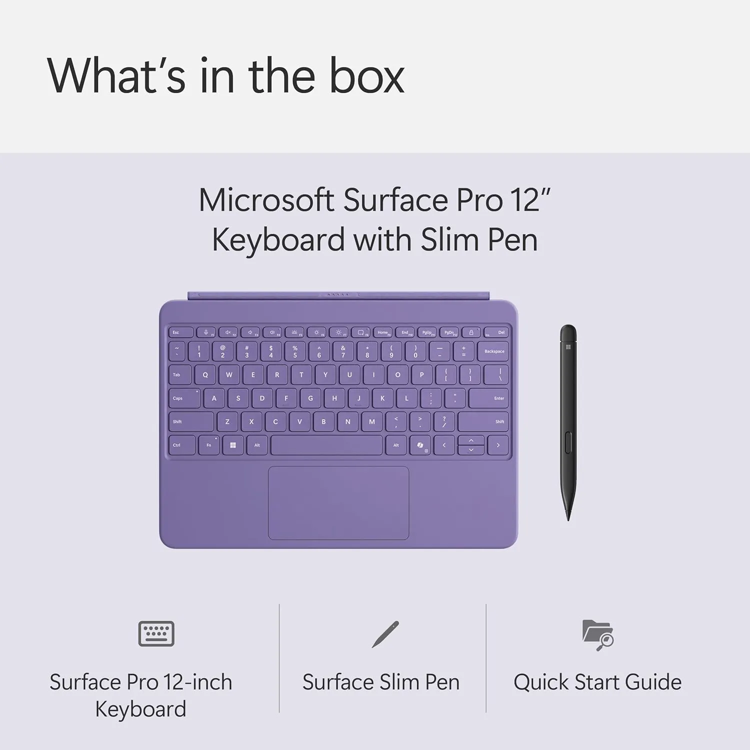 Microsoft Surface Pro Keyboard and Slim Pen 2 Bundle for Surface Pro 12" Device, Alcantara Material, Violet