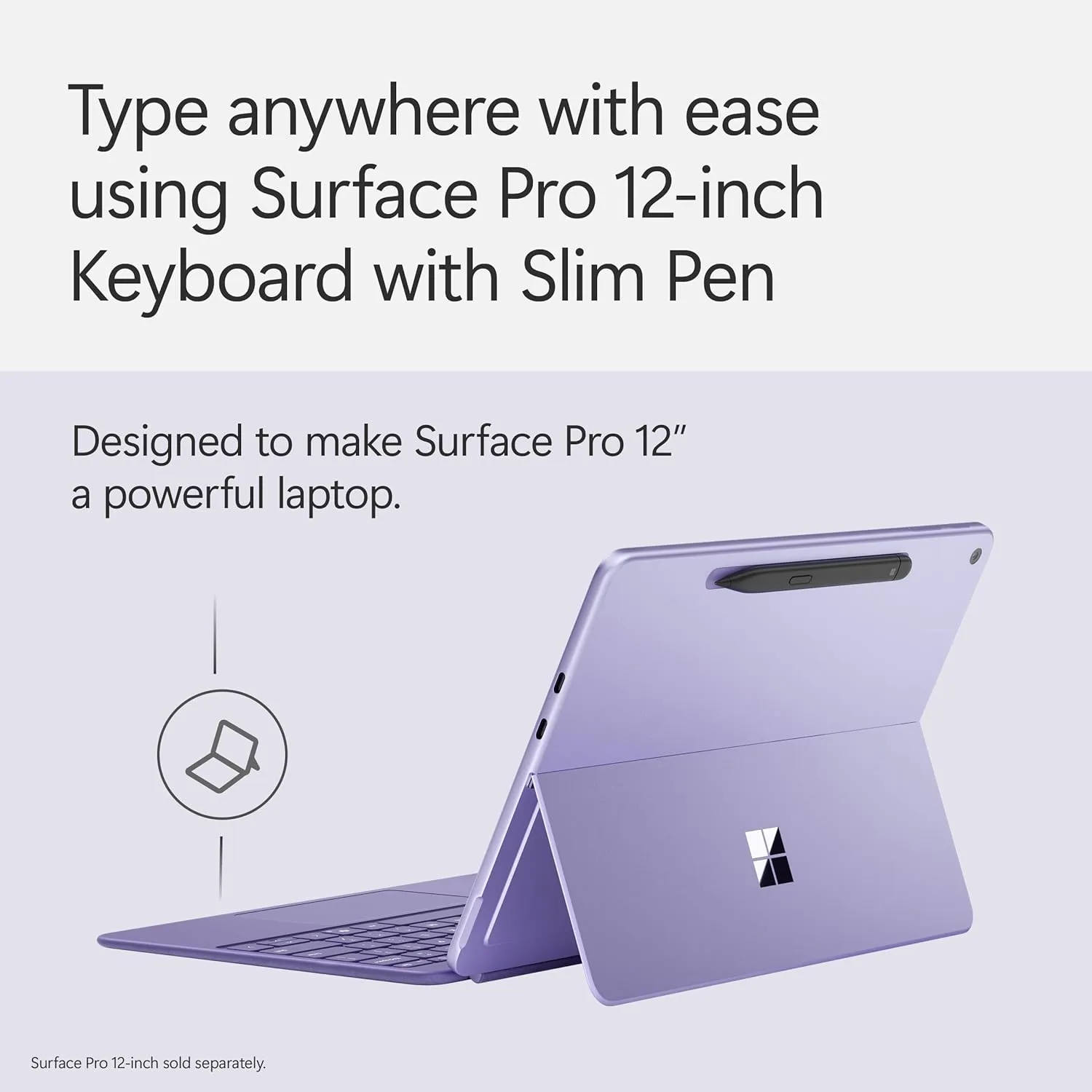 Microsoft Surface Pro Keyboard and Slim Pen 2 Bundle for Surface Pro 12" Device, Alcantara Material, Violet