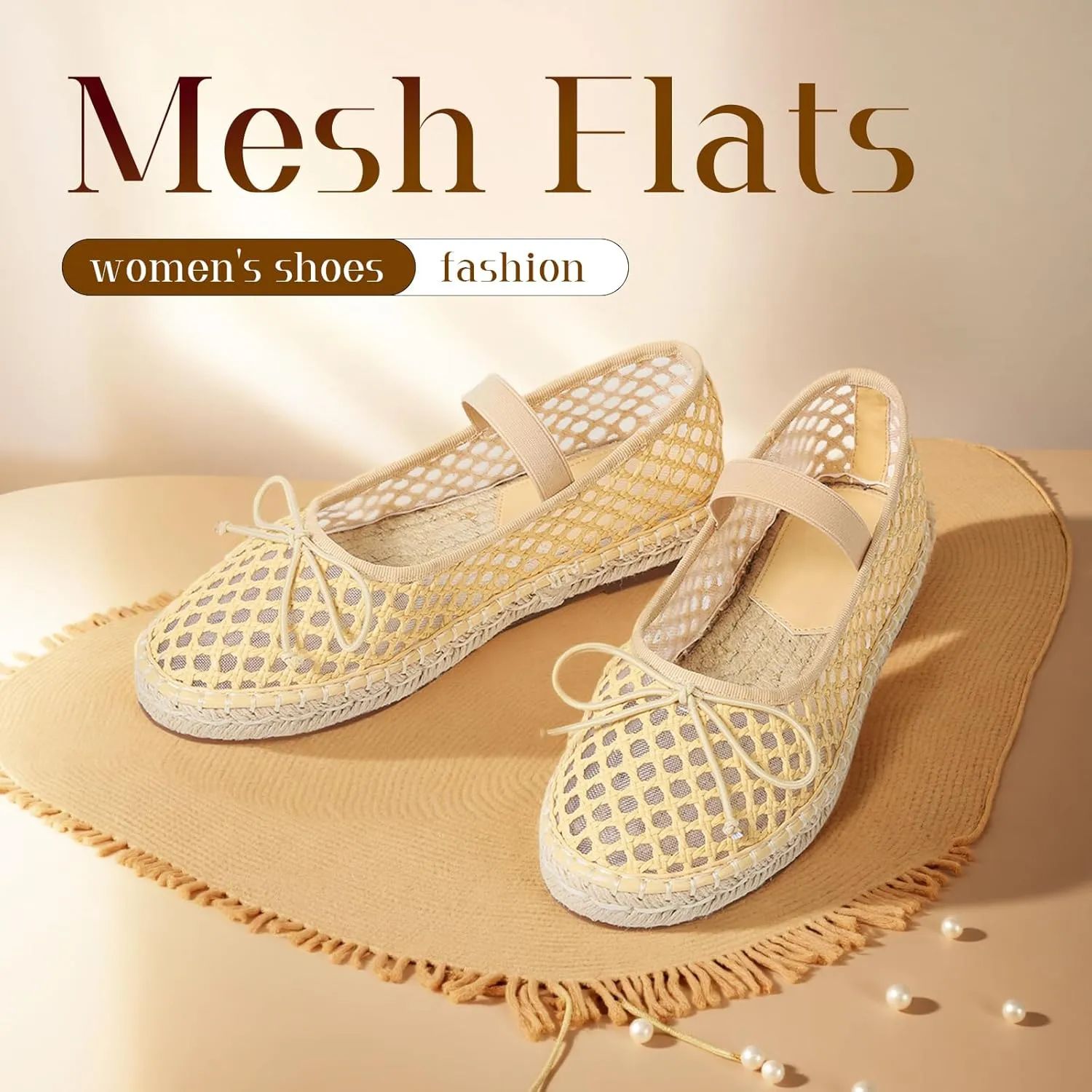 mikarka Flats for Women: Woven Ballet Flats Shoes for Women - Knot Espadrilles Round Toe Mary Jane Flats Loafers, Inspired by Raffia