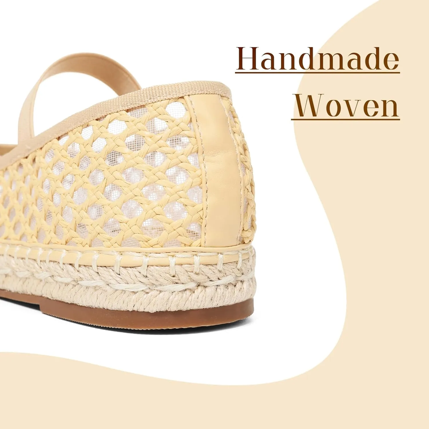 mikarka Flats for Women: Woven Ballet Flats Shoes for Women - Knot Espadrilles Round Toe Mary Jane Flats Loafers, Inspired by Raffia