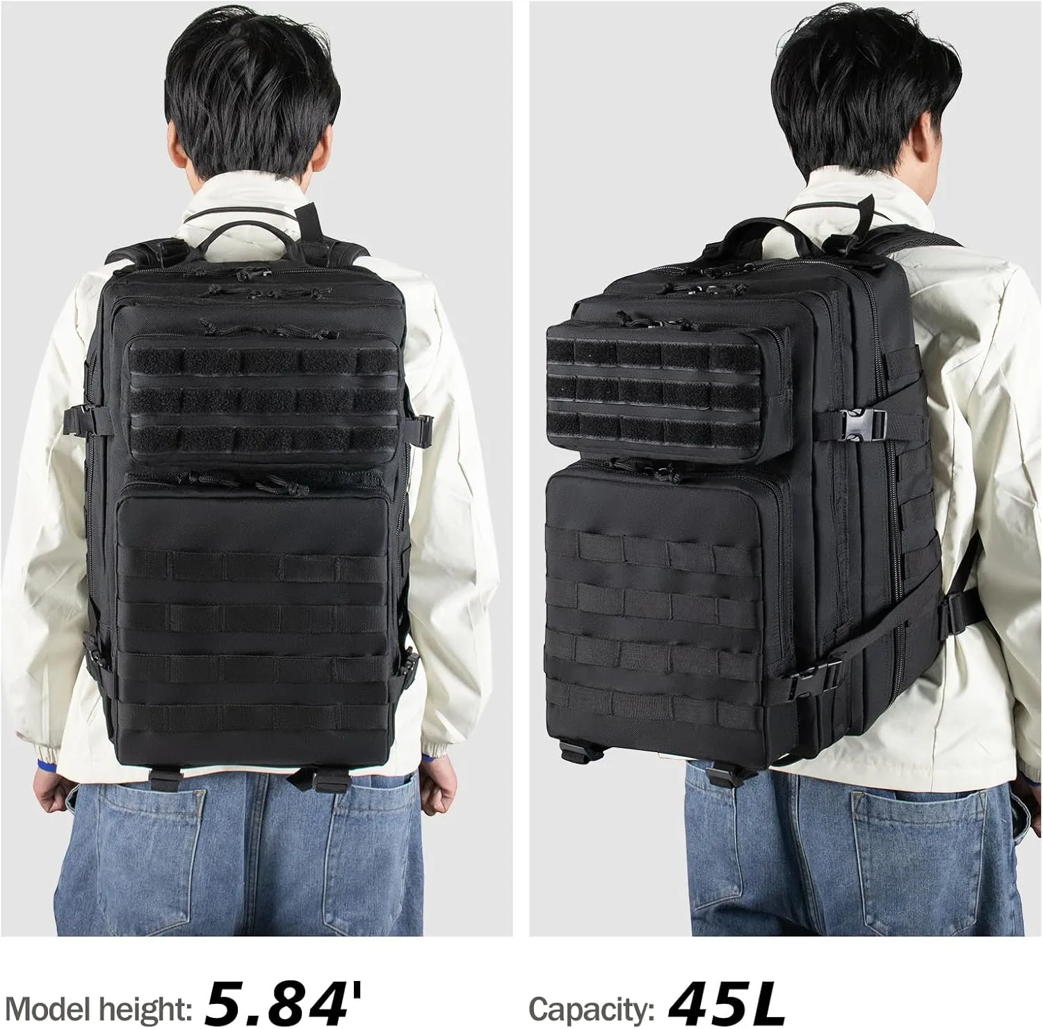 Military Tactical Backpack Army Daypack45L - Assault Pack for Men, Molle Backpacks Bug Out Bag 3 Day Pack for Hiking Camping Hunting Rucksack-tan