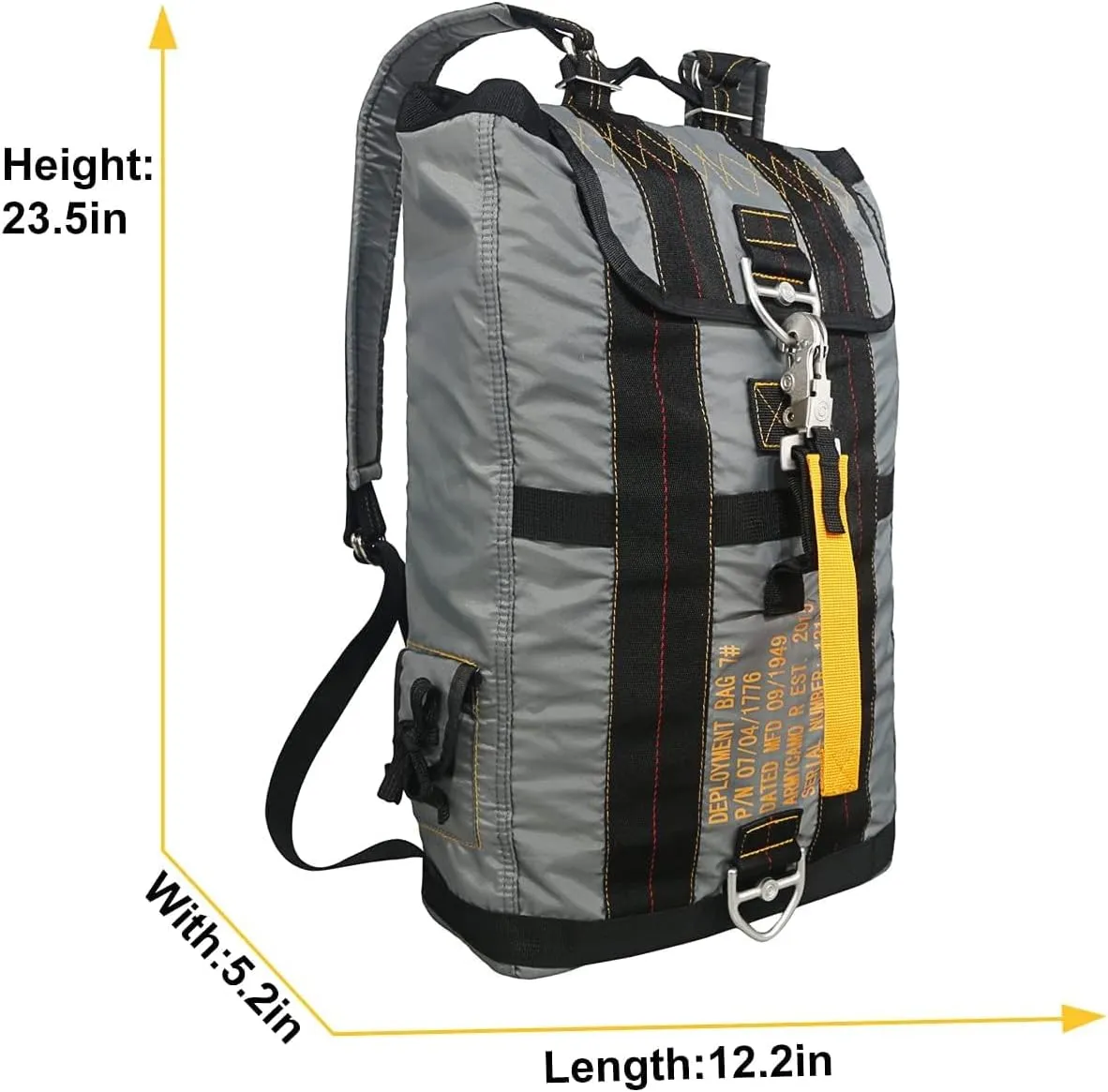 Military Tactical Backpack Parachute Buckles Hook Nylon Rucksacks Flight Backpacks Day Pack for Outdoor,Hiking,Camping (Grey)