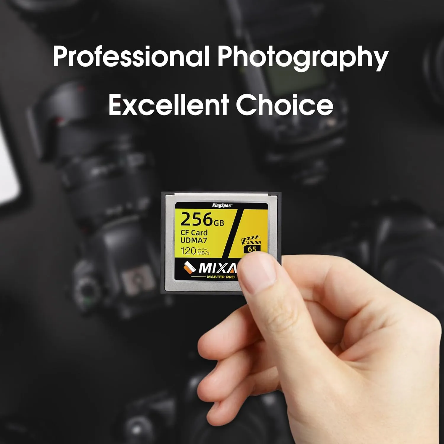 MIXAGE 128GB CompactFlash Memory Card UDMA7, R/W Speed up to 135/65MB/s, 170TB TBW - 3D TLC NAND, Compatible with Canon/Nikon/Hasselblad Cameras