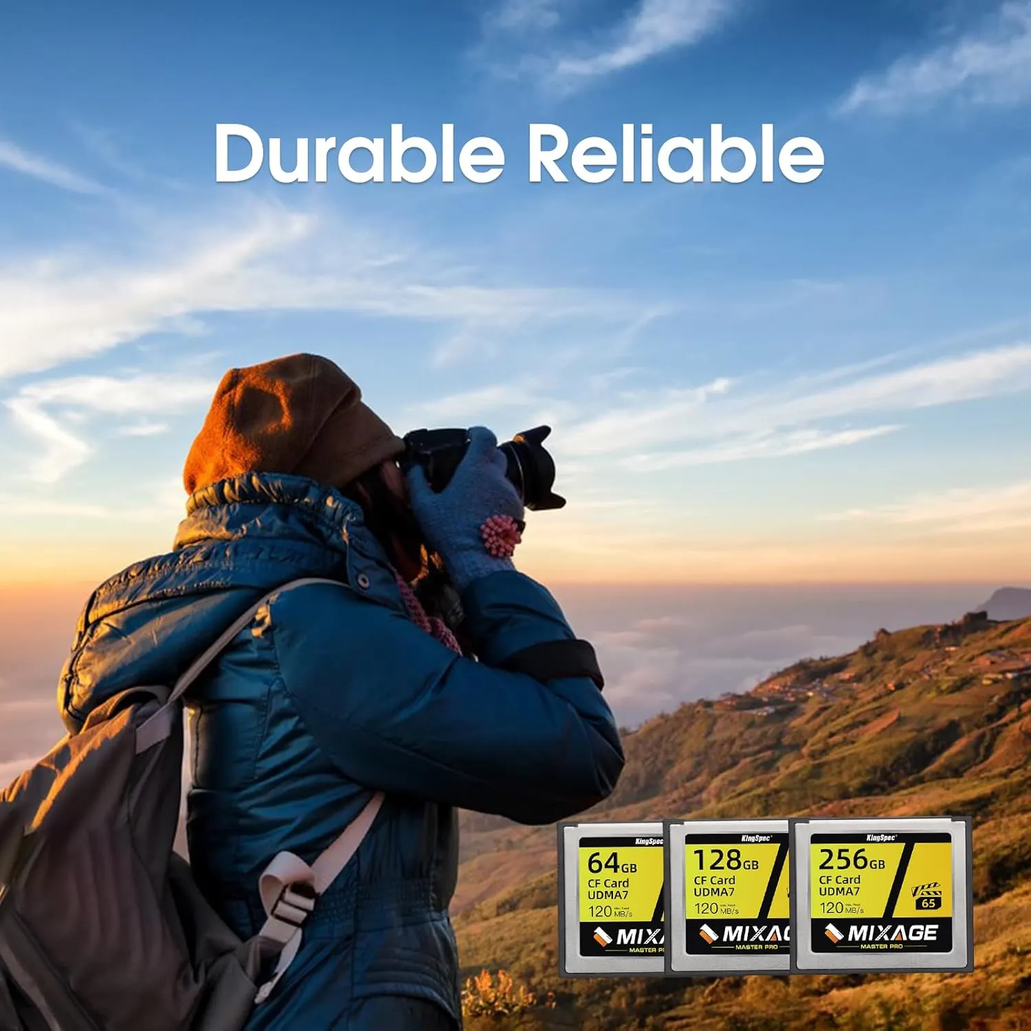 MIXAGE 128GB CompactFlash Memory Card UDMA7, R/W Speed up to 135/65MB/s, 170TB TBW - 3D TLC NAND, Compatible with Canon/Nikon/Hasselblad Cameras