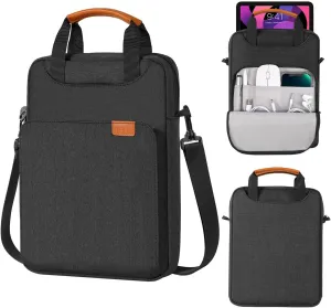 MoKo 12.9 Inch Tablet Shoulder Sleeve Bag, Fits 13 Inch New iPad Pro M4 & Air M2 2024, iPad Pro 12.9 inch M2&M1, Surface Laptop Go 12.4", Galaxy Tab S8 /S9  12.4" 2022/2023, Black & Gray