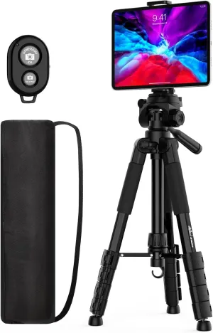 MoKo Camera Tripod for iPad - 70" Phone Tripod Stand with Travel Bag, Tripod for iPhone with Phone Holder, Wireless Remote, Travel Tripod for Camera DSLR SLR, Cell Phones, Tablets, Projector, Webcam