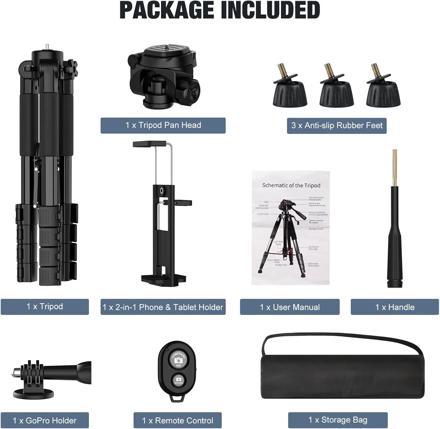 MoKo Camera Tripod for iPad - 70" Phone Tripod Stand with Travel Bag, Tripod for iPhone with Phone Holder, Wireless Remote, Travel Tripod for Camera DSLR SLR, Cell Phones, Tablets, Projector, Webcam