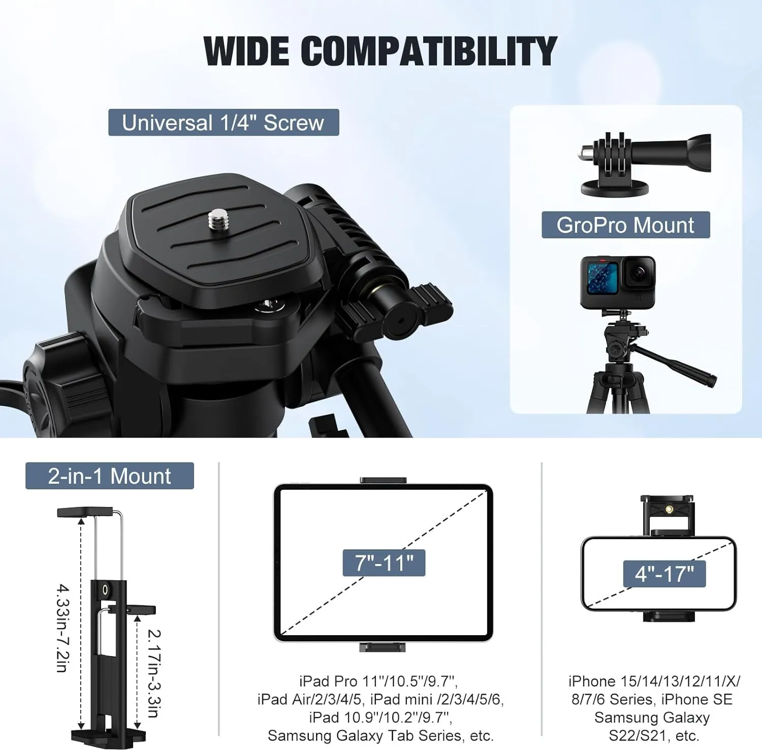MoKo Camera Tripod for iPad - 70" Phone Tripod Stand with Travel Bag, Tripod for iPhone with Phone Holder, Wireless Remote, Travel Tripod for Camera DSLR SLR, Cell Phones, Tablets, Projector, Webcam