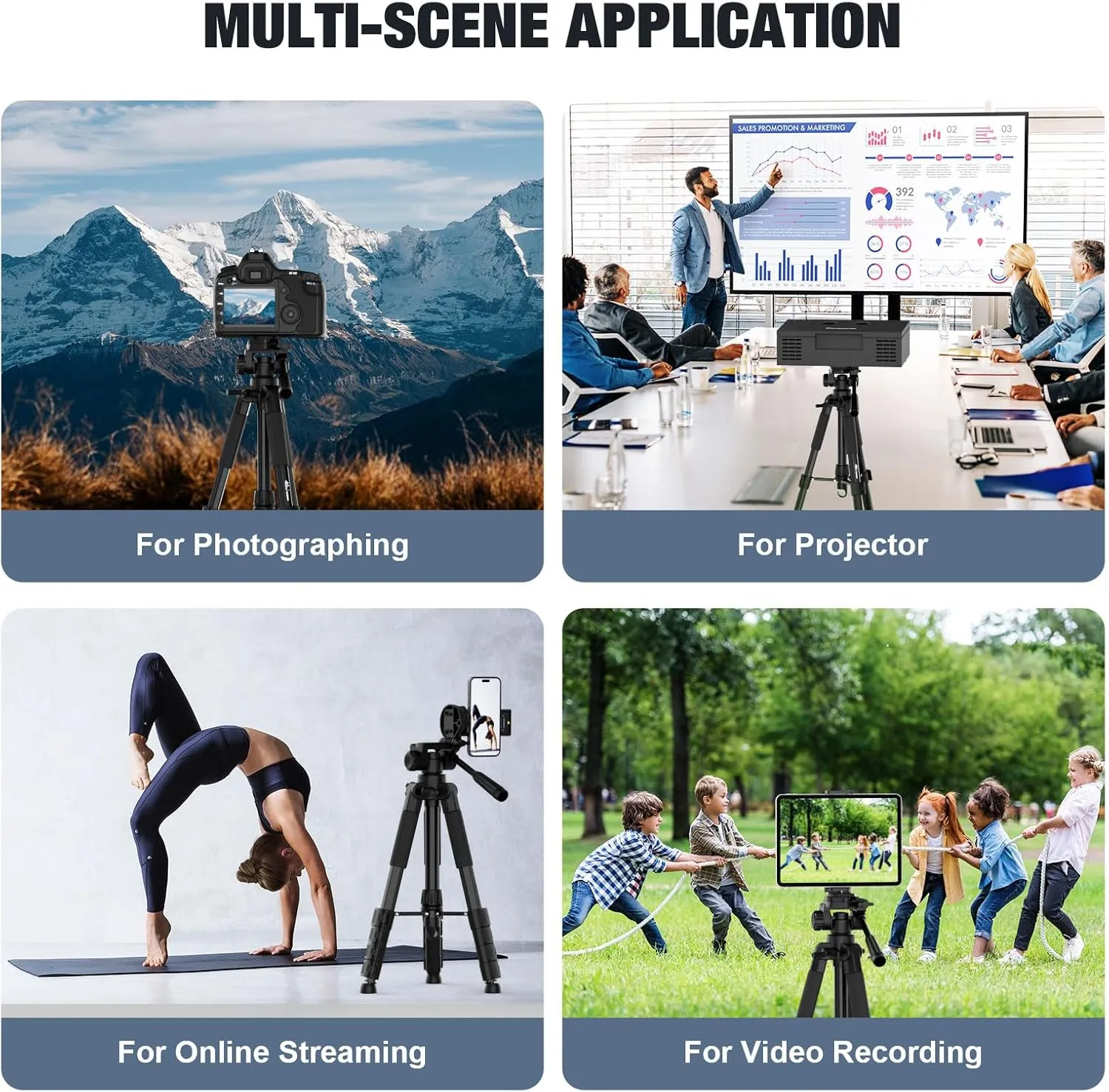 MoKo Camera Tripod for iPad - 70" Phone Tripod Stand with Travel Bag, Tripod for iPhone with Phone Holder, Wireless Remote, Travel Tripod for Camera DSLR SLR, Cell Phones, Tablets, Projector, Webcam