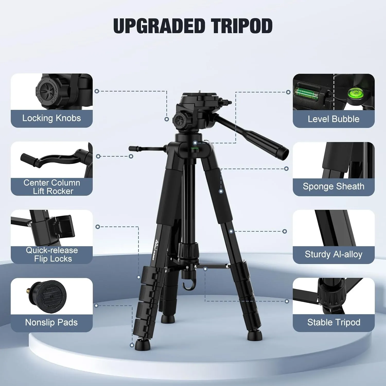 MoKo Camera Tripod for iPad - 70" Phone Tripod Stand with Travel Bag, Tripod for iPhone with Phone Holder, Wireless Remote, Travel Tripod for Camera DSLR SLR, Cell Phones, Tablets, Projector, Webcam