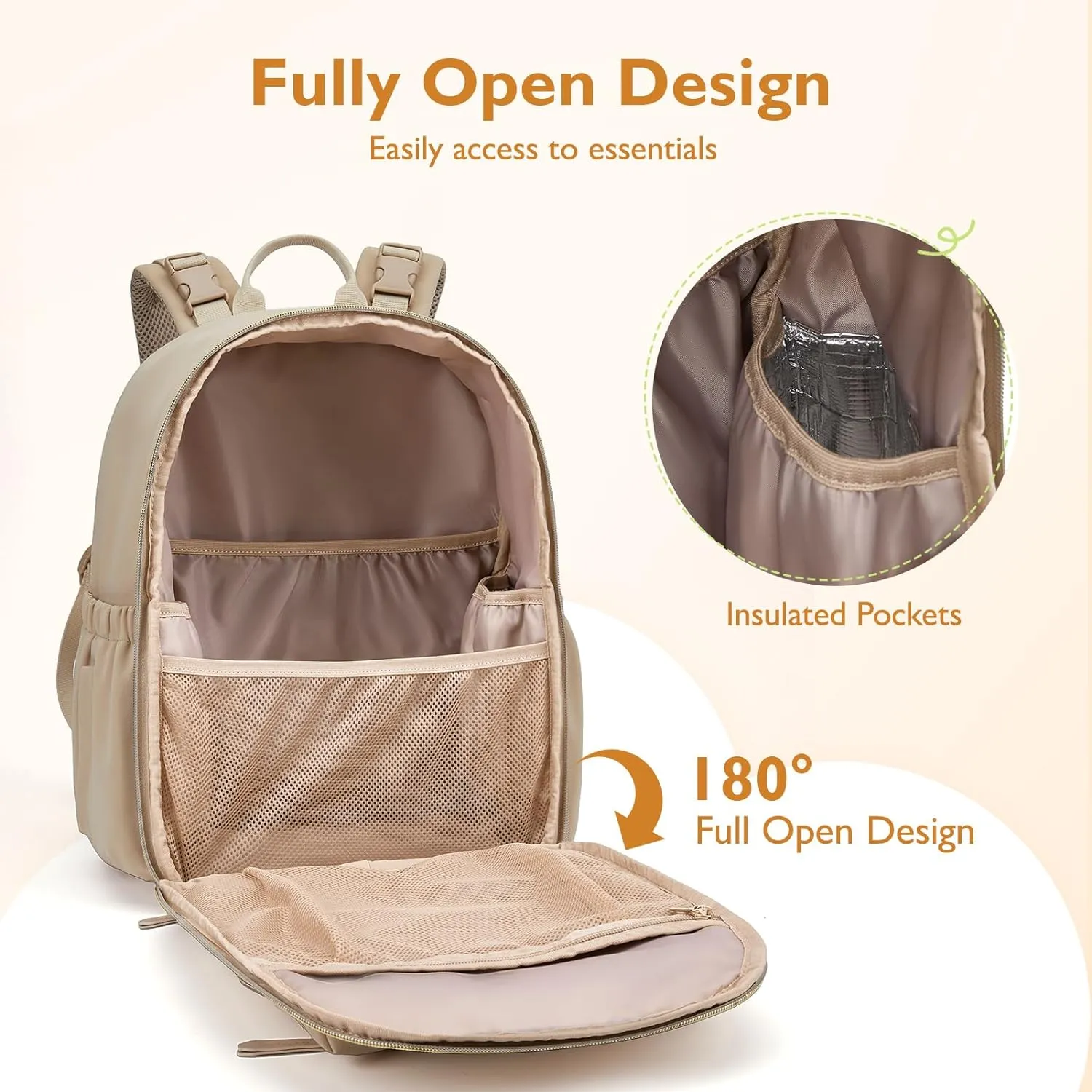 mommore Neoprene Diaper Bag Backpack Small Baby Bag Travel Mini Diaper Backpack for Newborn with Insulated Pockets, Stroller Straps