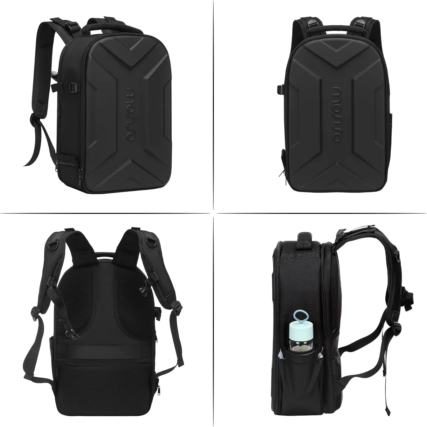 MOSISO Camera Backpack, DSLR/SLR/Mirrorless Photography Camera Bag Waterproof Artistic Geometric Hardshell Case with Tripod Holder&15-16 inch Laptop Compartment for Canon/Nikon/Sony, Black